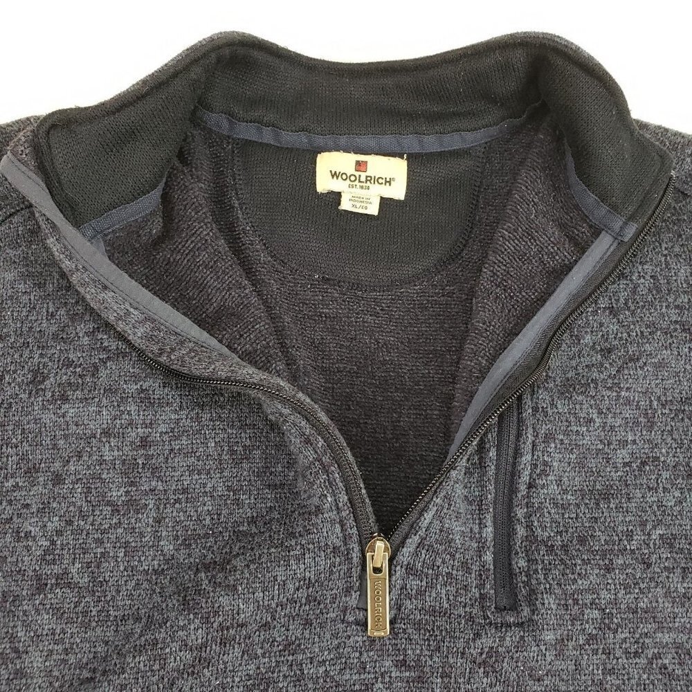 Woolrich Quarter Zip Pullover Sweater Mens XL Blue Long Sleeve Fleece Jacket - Picture 3 of 10